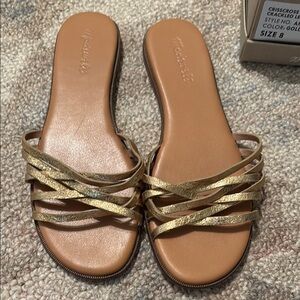 Madewell Gold Metallic Sandals with Woven Straps